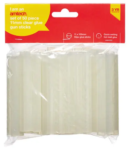 50-Piece Clear Hot Melt Glue Stick Pack (11×100 Mm) 1