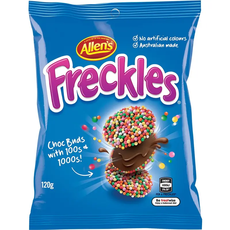 Allen'S Freckles Chocolate Drops – 120G Retro Australian Candy 1