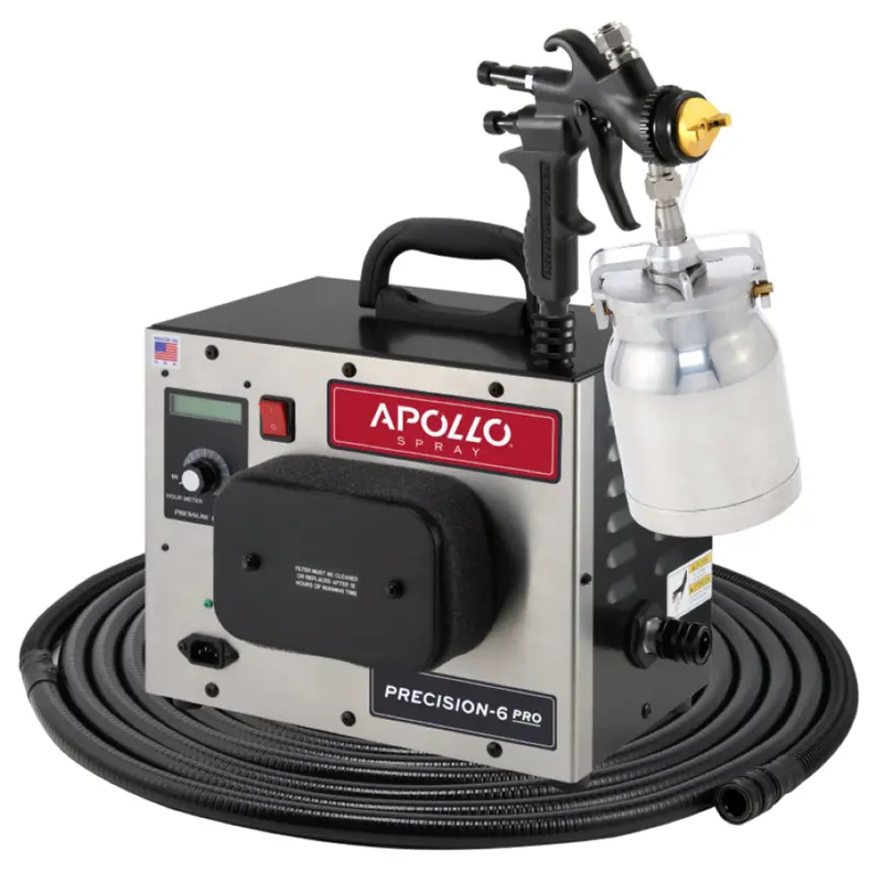 Apollo Precision-6 Pro Hvlp Turbine Spray System – Black Edition With 1-Qt Aluminum Bottom Feed Cup & 3M Series 2.0 Pps 1