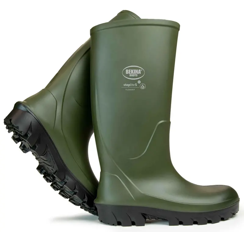 Bekina Steplite Flexigrip Soft-Toe Wellington Boots (Green) 1