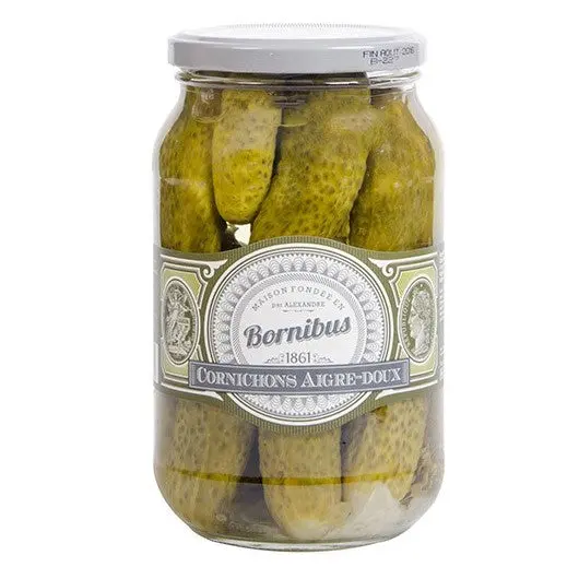 Bornibus Sweet & Sour Cornichons (Gherkins) – 860G Jar 1