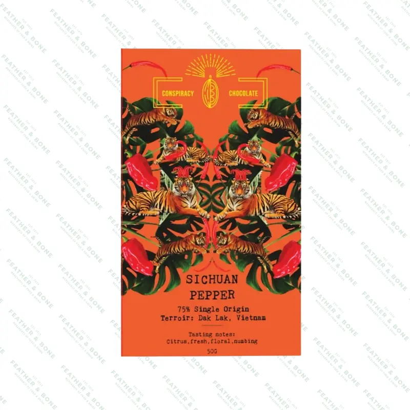 Conspiracy Chocolate Sichuan Pepper Bar – 50G Spiced Dark Chocolate 1