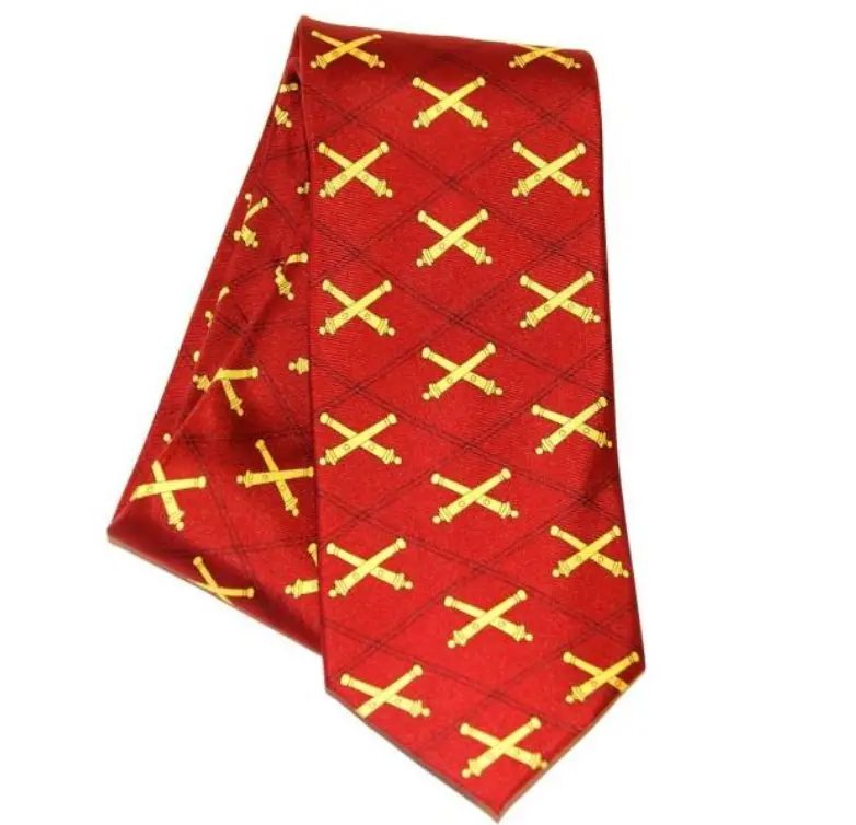 Crossed Cannon Pattern Silk Tie – Military-Themed Formal Wear 1