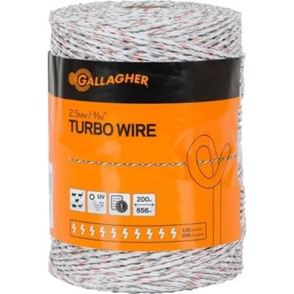 Gallagher Super 9 Turbo Wire – 200-Metre White Spool, Enhanced Conductivity & Durability 1