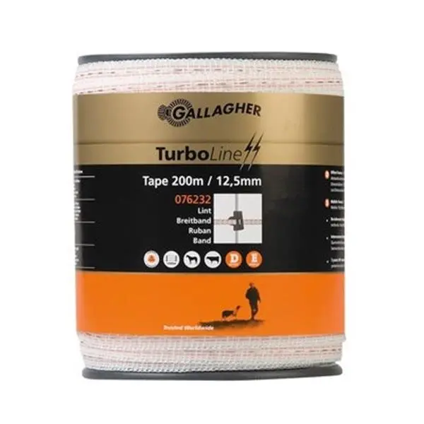 Gallagher Turbo Tape – 200-Metre Roll, 12.5Mm Wide, Highly Visible White Tape 1