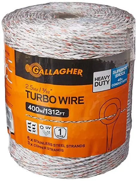Gallagher Turbo Wire – 2.5Mm Galvanised Steel, 400M Spool 1