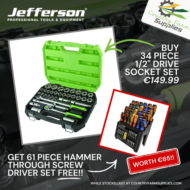 Jefferson 34-Piece 1/2-Inch Drive Socket Set With Ratchet And Organizer Case 1