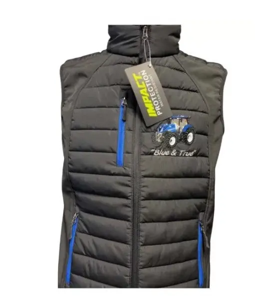 Kids' Impact Hybrid Gilet – Blue Tractor & Trailer Pattern 1