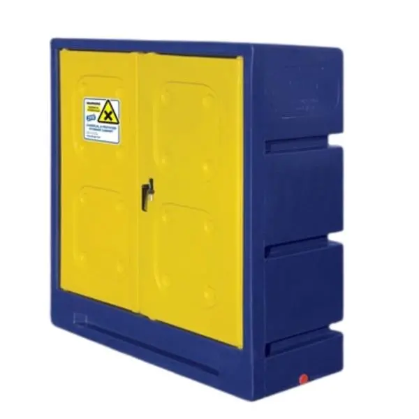 Large Chemical Storage Cabinet – Spill-Resistant Navy & Yellow Unit 1