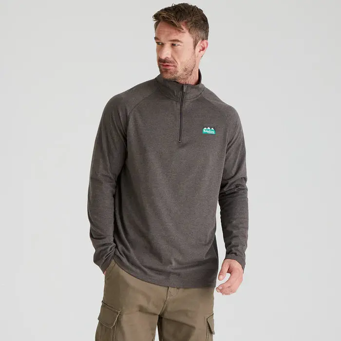 Men'S Baseline Pull-On Zip-Up Top – Light Bark Marl 1