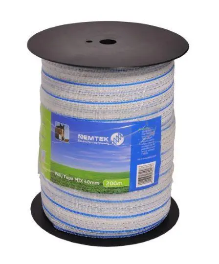 Nemtek Poly Tape Mix – 40Mm Wide × 200M Roll For Electric Fencing 1
