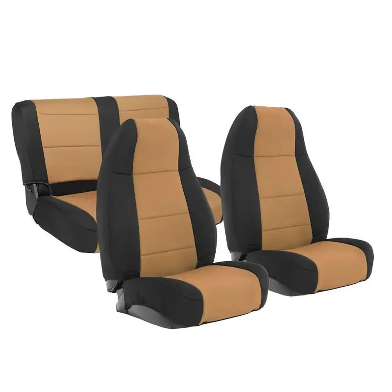 Smittybilt Neoprene Seat Cover Set – Tan, Front & Rear Fitment For 1976–1990 Cj/Yj Jeeps 1
