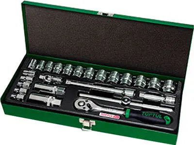 Toptul 25-Piece Metric 3/8" Drive Socket Set – Rugged Metal Case 1