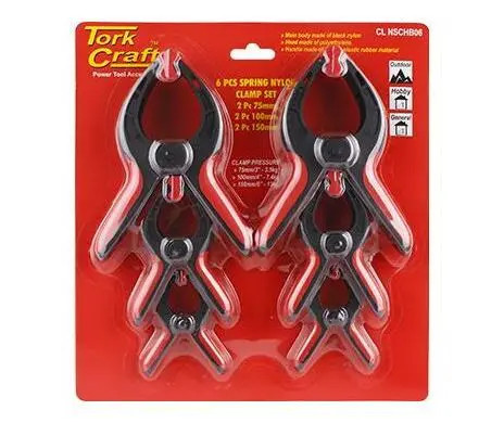 Tork Craft 6-Piece Nylon Spring Clamp Set – High-Grip, Non-Marring Clamps 1