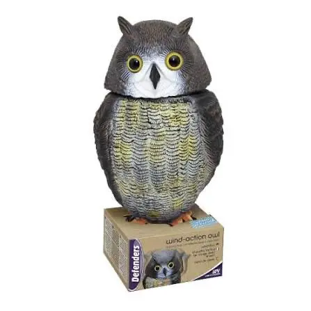 Wind-Powered Owl Decoy – Rotating Head Bird Deterrent 1