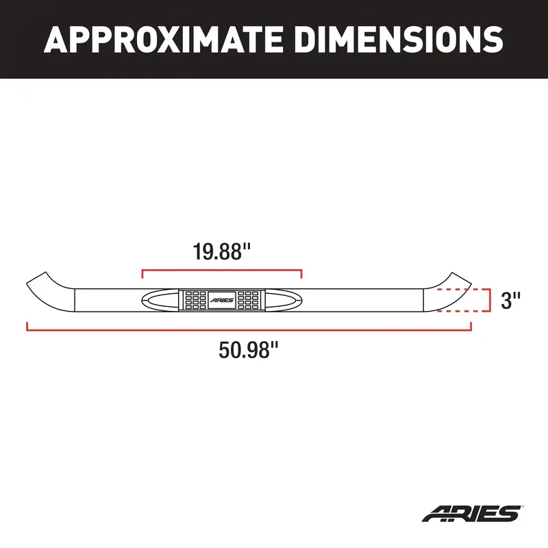 Aries Polished Stainless Steel Side Bars – 3-Inch Round, Compatible With Ford Bronco And F-150 1
