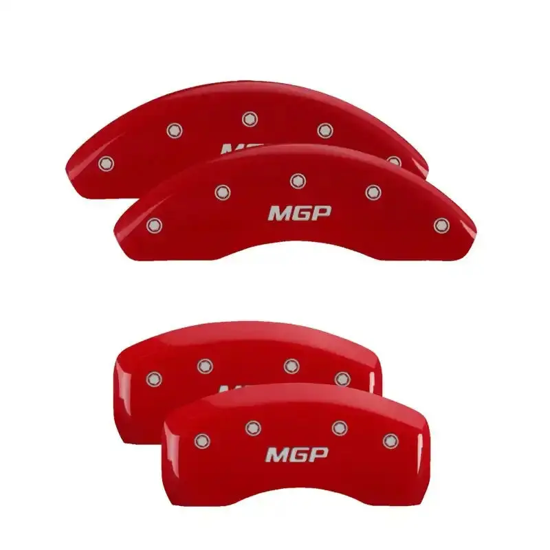 Mgp Engraved 4-Piston Caliper Covers – Front & Rear, Vtech Red/Silver Finish 1